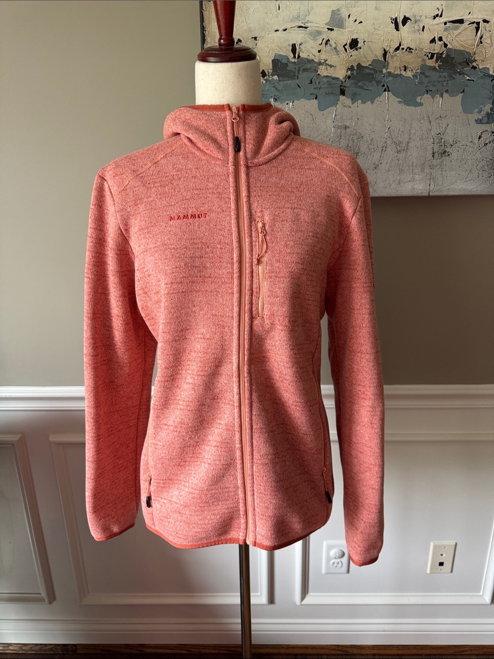 Mammut Women's Orange/Peach Full‑Zip Hooded Fleece Jacket Mammut Polartec Size M